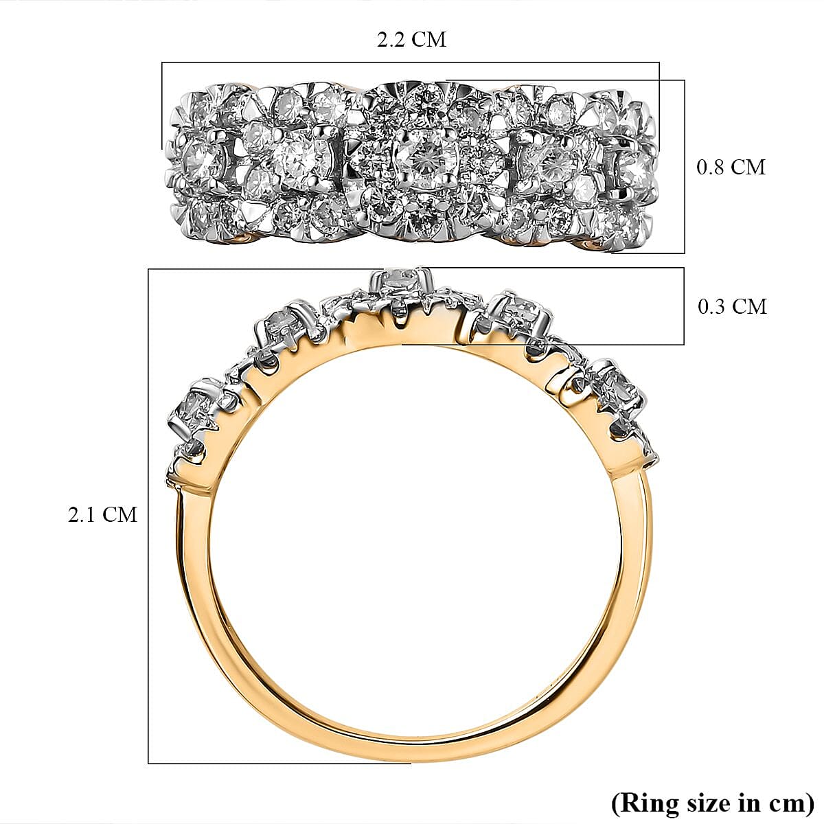 NY Close Out Deal - 14K Yellow Gold Diamond (I1-I2-G-H) Floral Ring 1.00 Ct.