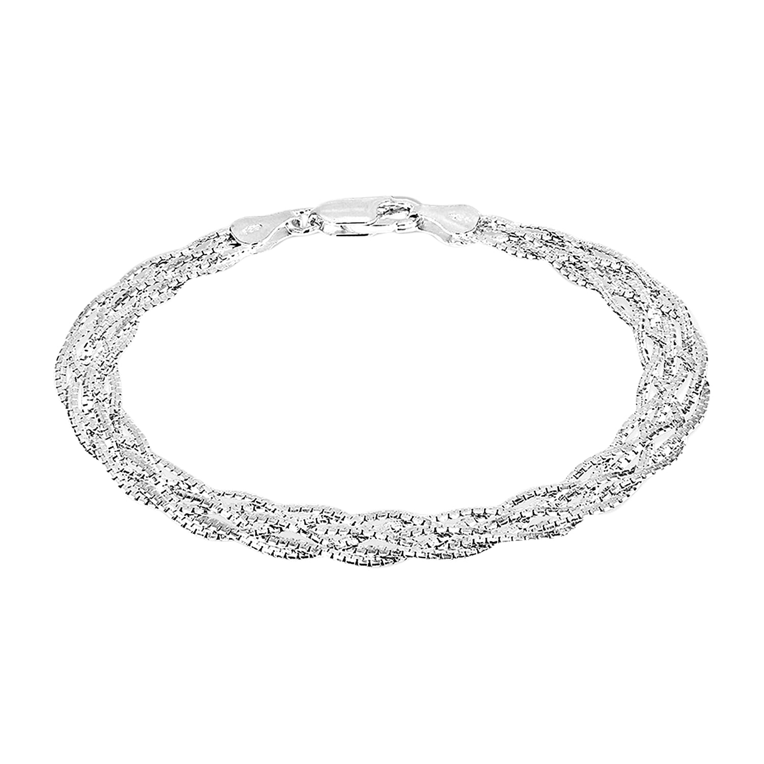Live From Vicenza - Italian Made Sterling Silver Braid Bracelet (Size - 7.5),With Lobster Clasp, Silver Wt. 6.50 Gms