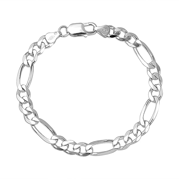 Live From Vicenza - Italian Made Sterling Silver Figaro Bracelet (Size ...