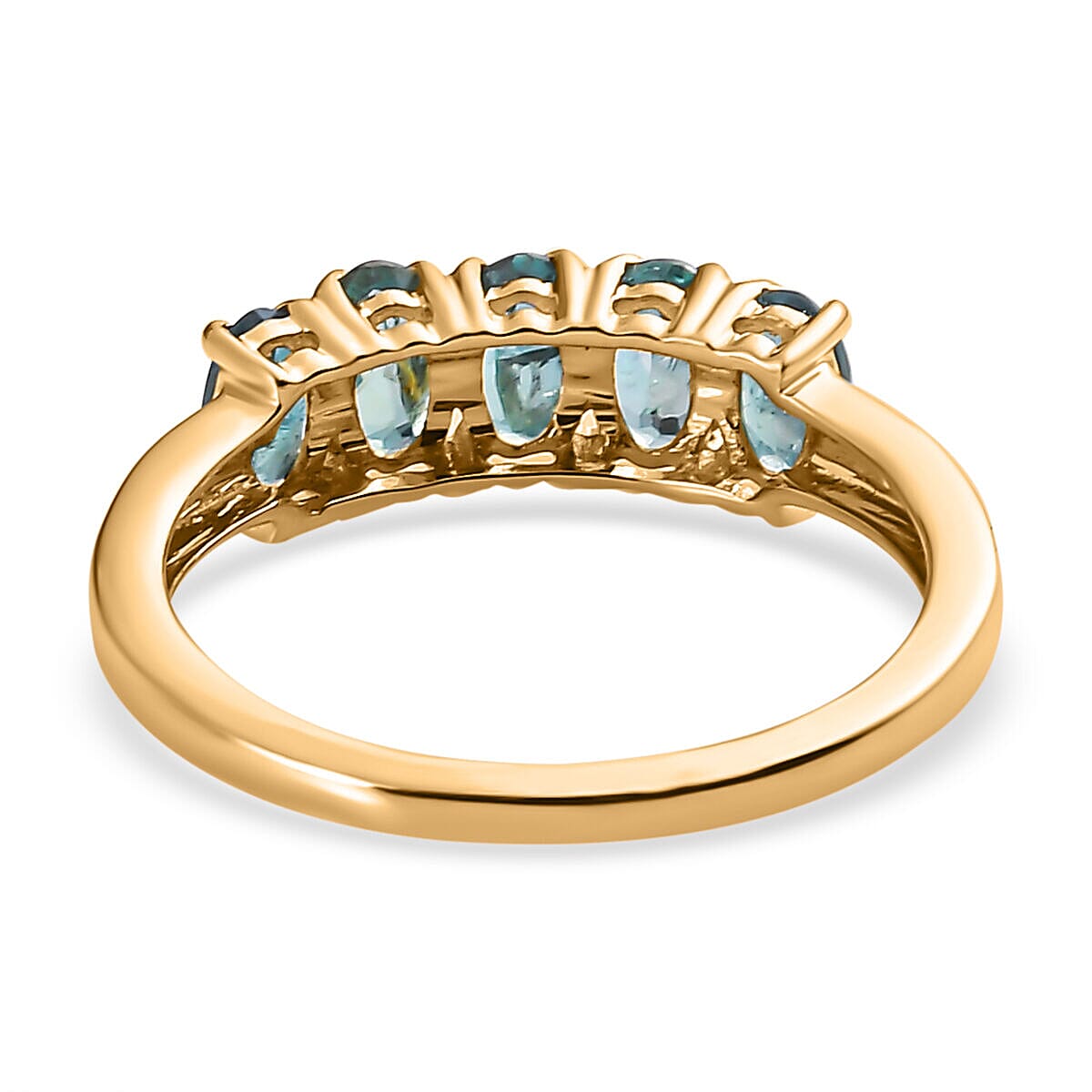 9K Yellow Gold Premium Alexandrite 5 Stone Ring 1.20 Ct.