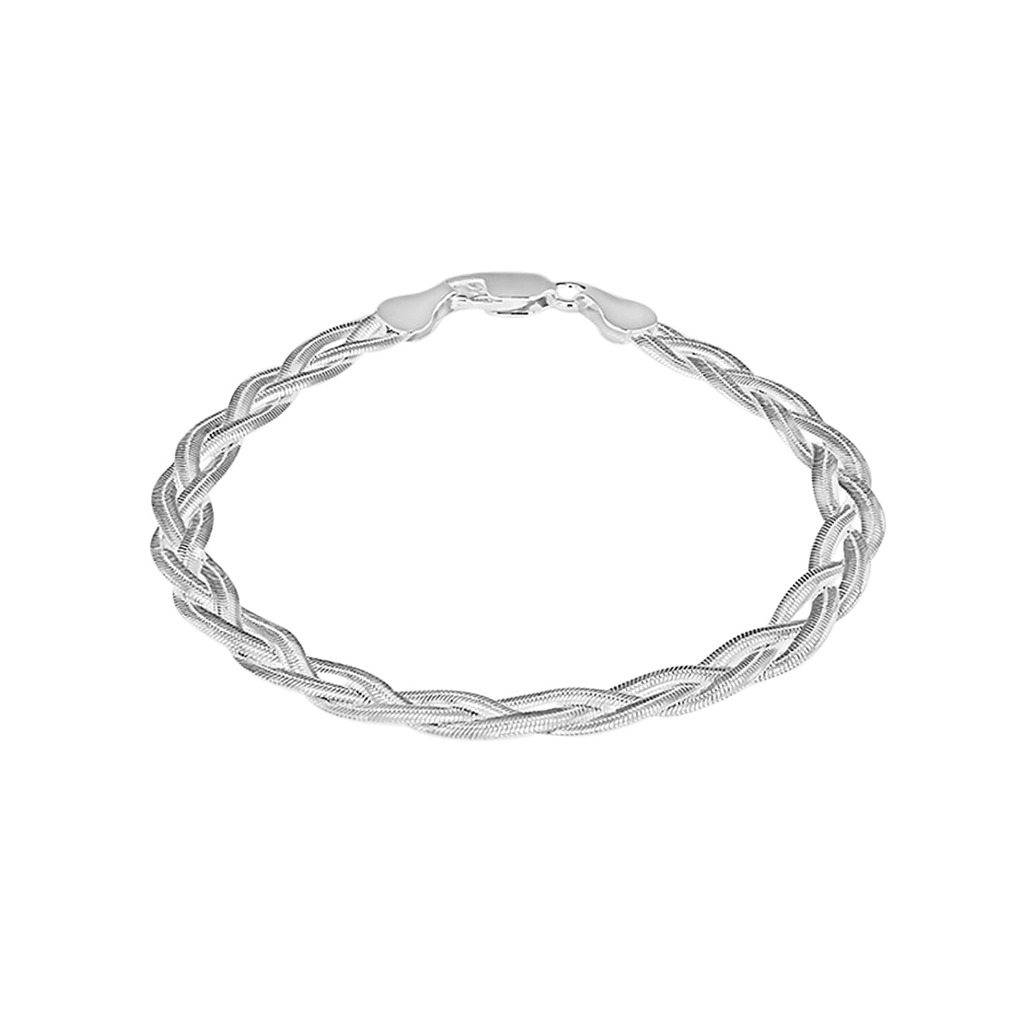 Live From Vicenza - Sterling Silver Twined Flexible Bracelet (Size - 7.5), With Lobster Clasp Silver Wt. 6.50 Gms