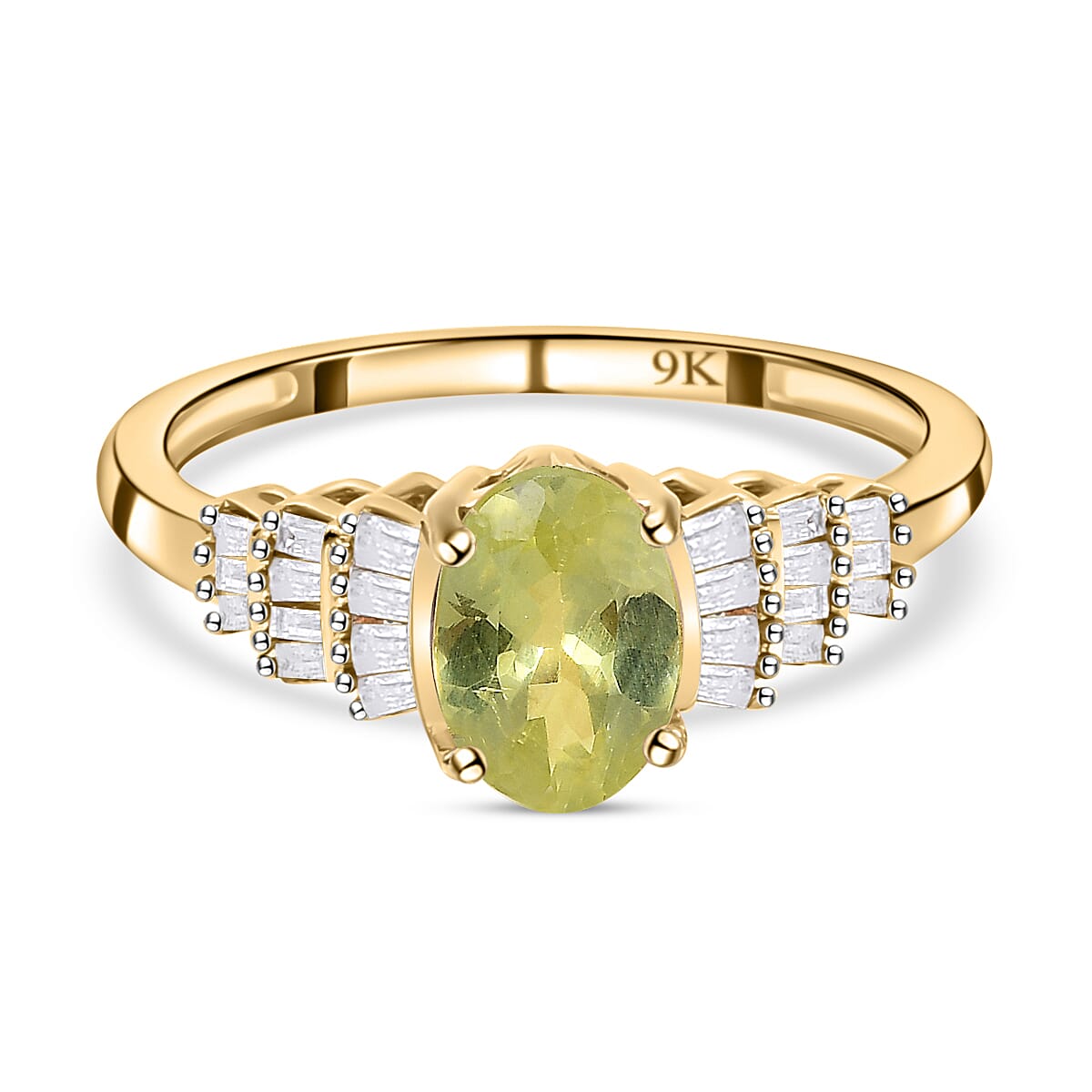 9K Yellow Gold Chrysoberyl and Diamond Ring 1.00 Ct.