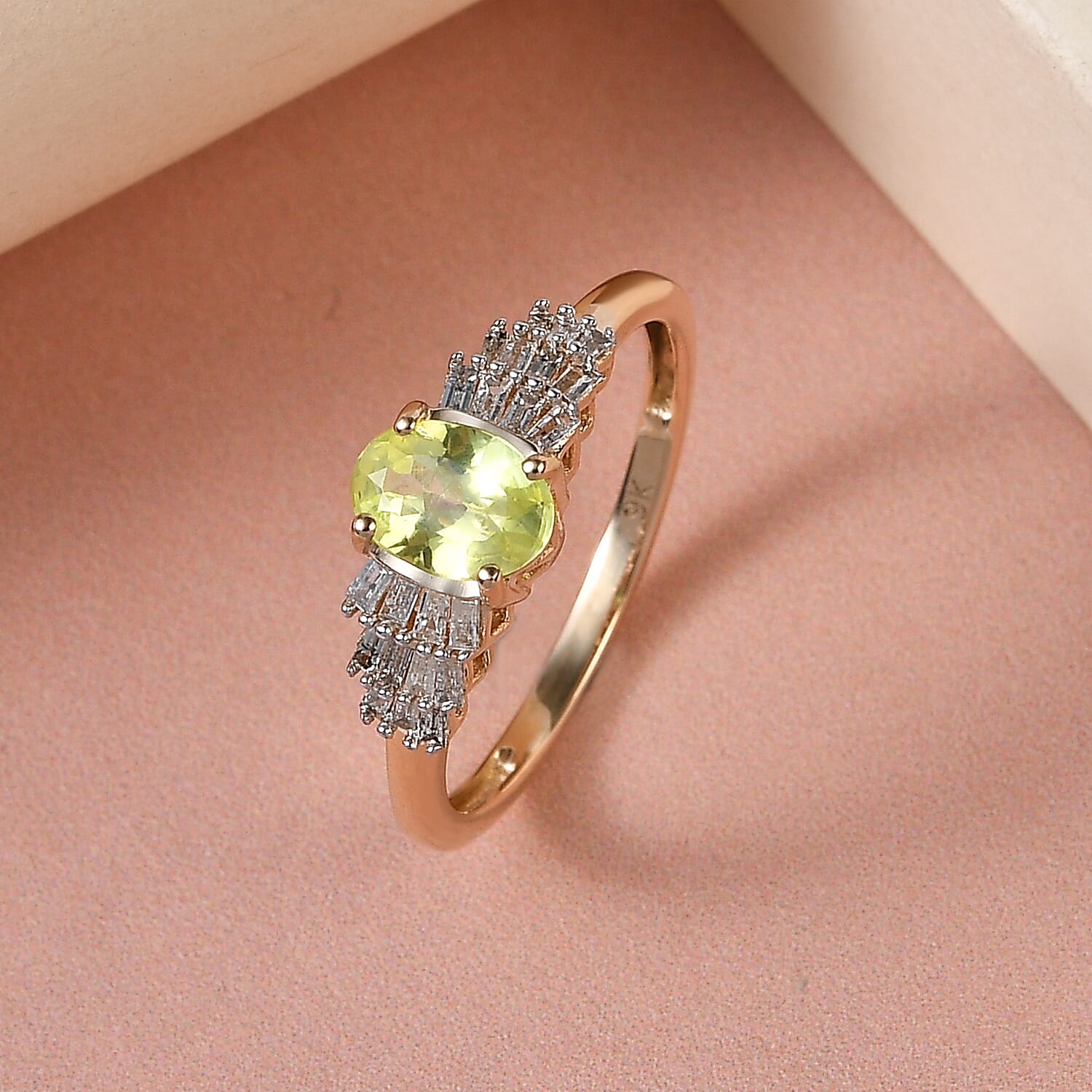 9K Yellow Gold Chrysoberyl and Diamond Ring 1.00 Ct.