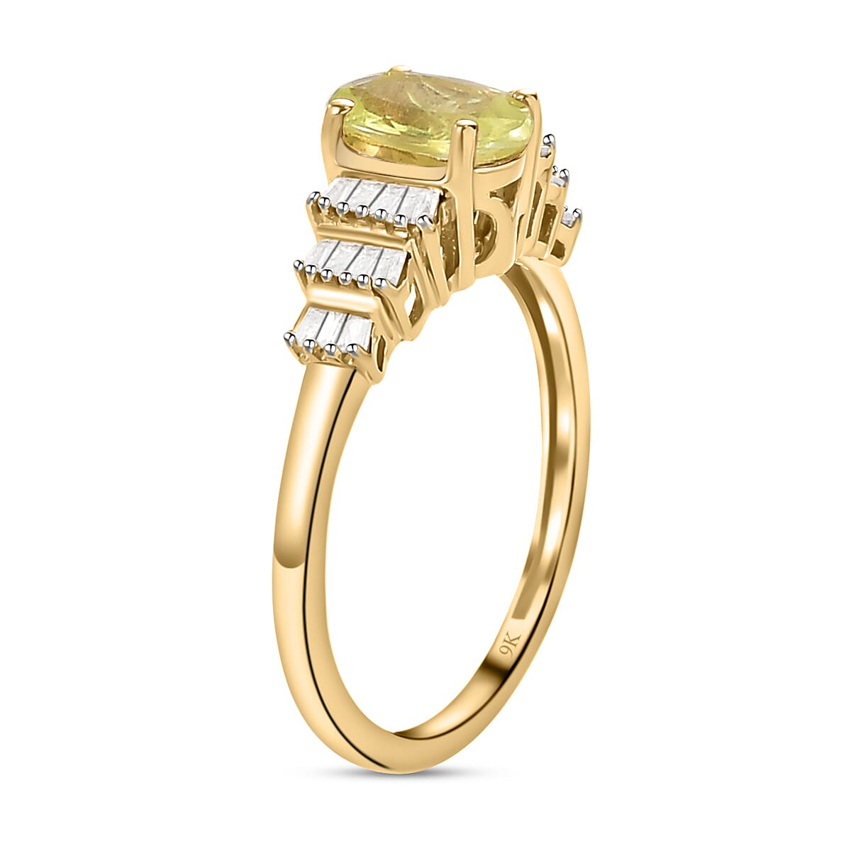 9K Yellow Gold Chrysoberyl and Diamond Ring 1.00 Ct.
