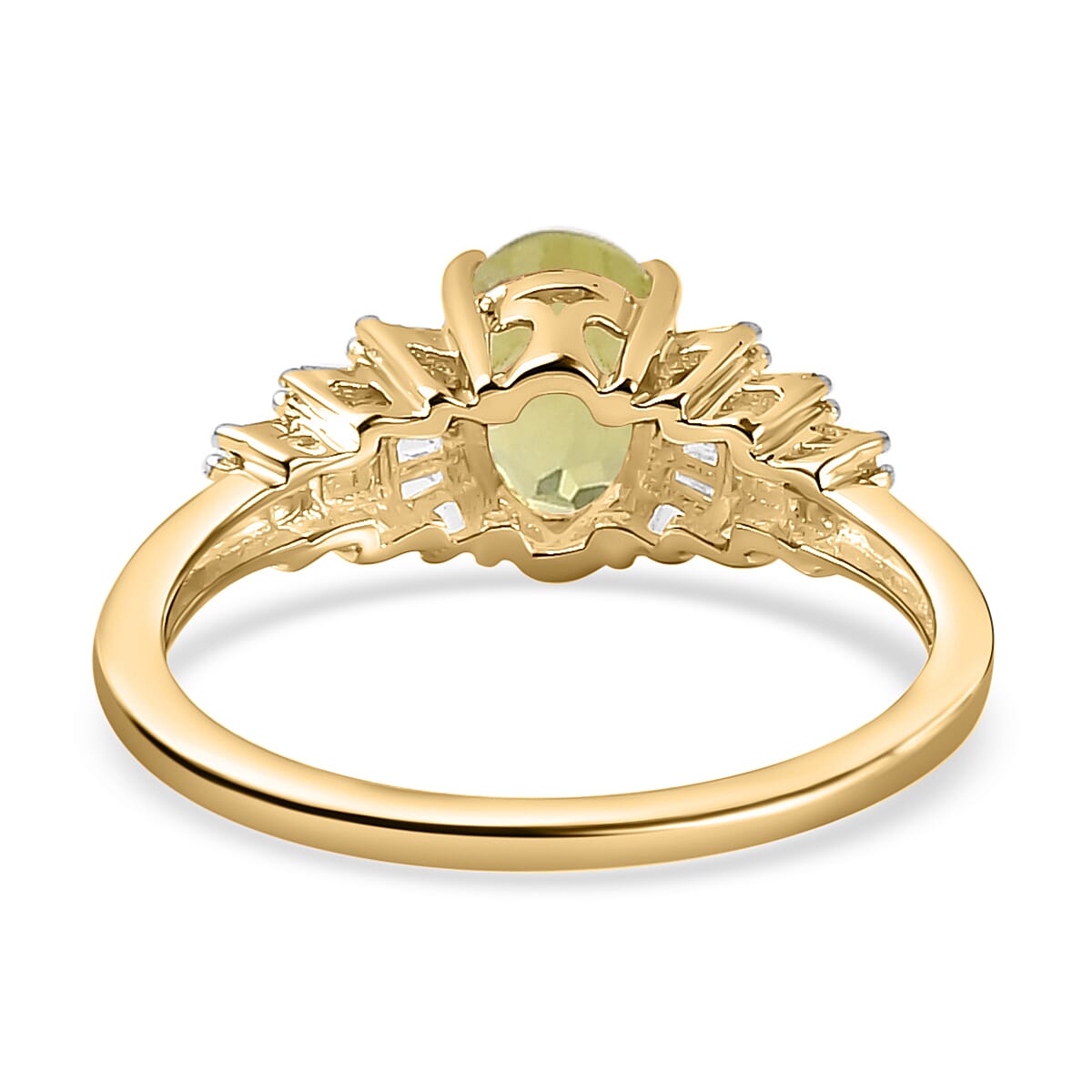 9K Yellow Gold Chrysoberyl and Diamond Ring 1.00 Ct.