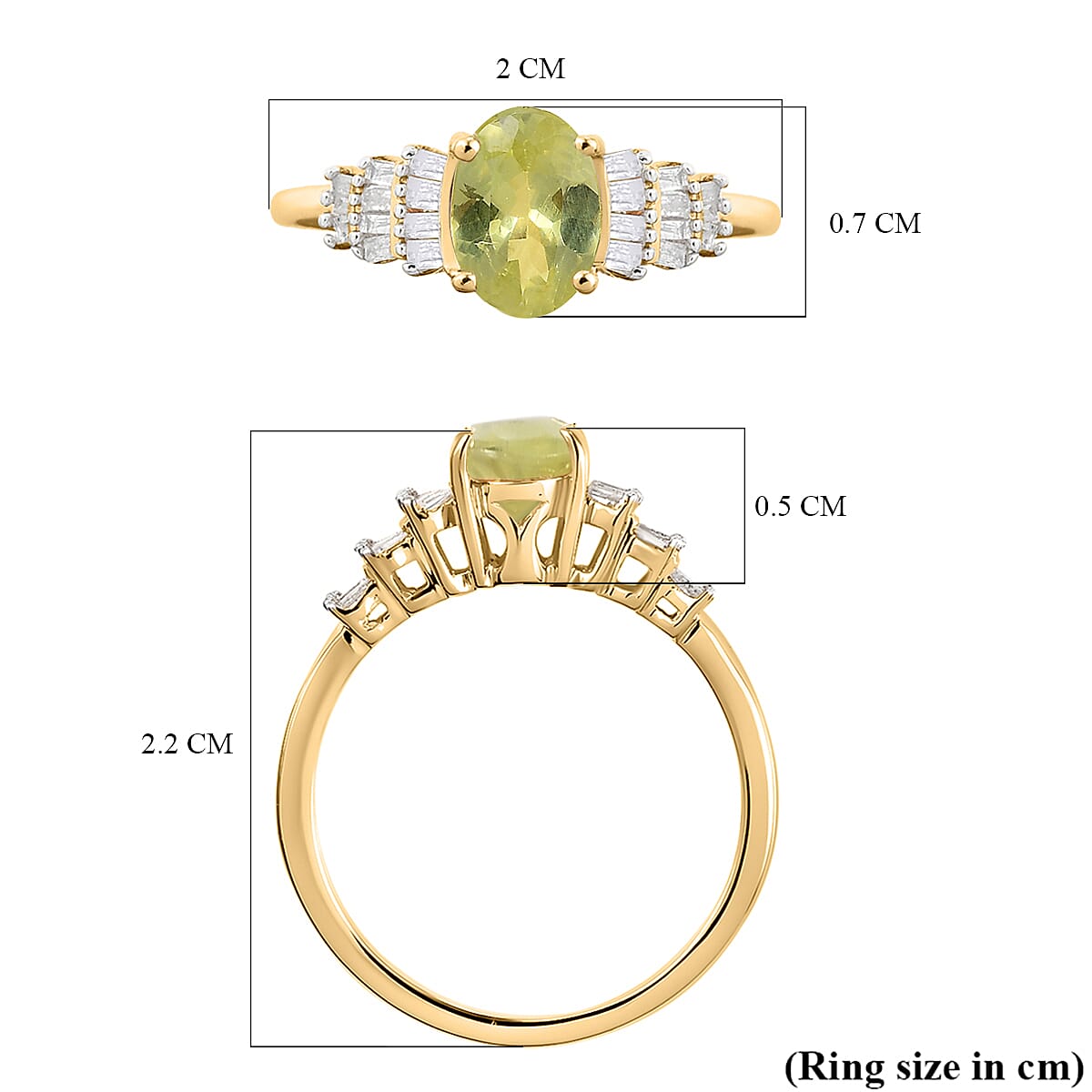 9K Yellow Gold Chrysoberyl and Diamond Ring 1.00 Ct.
