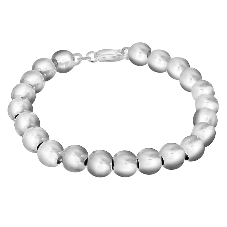 Live From Vicenza - Italian Made Sterling Silver Ball Bracelet (Size - 7.5) With Lobster Clasp  Silver Wt. 8.40 Gms.