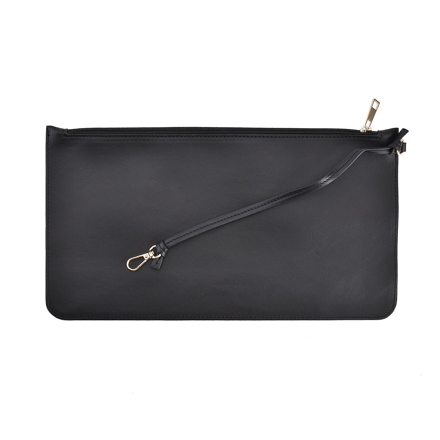 Designer Inspired Embossed Weave Tote Bag and a Detachable Pouch - Navy Blue