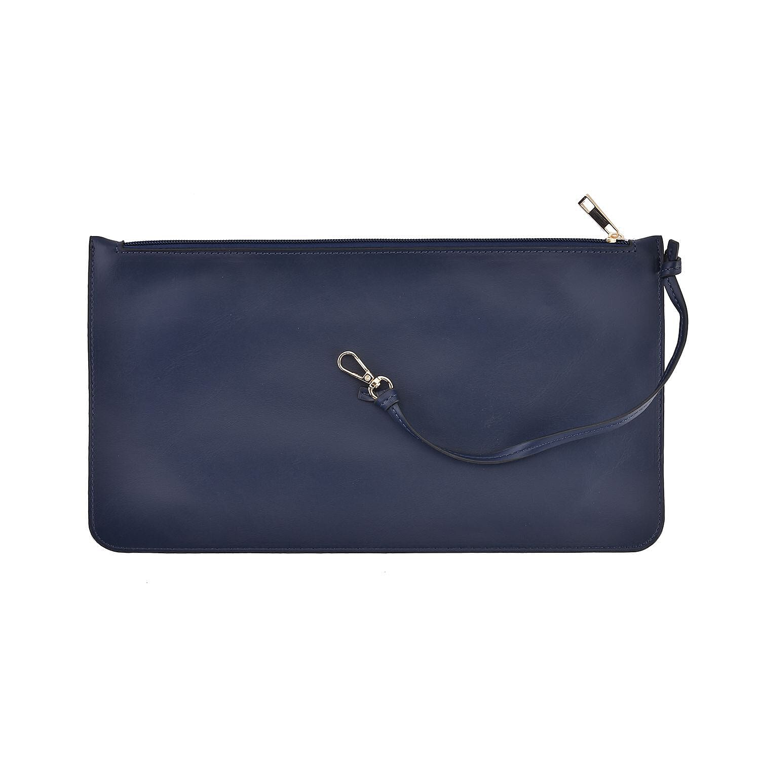 Designer Inspired Embossed Weave Tote Bag and a Detachable Pouch - Navy Blue - Black