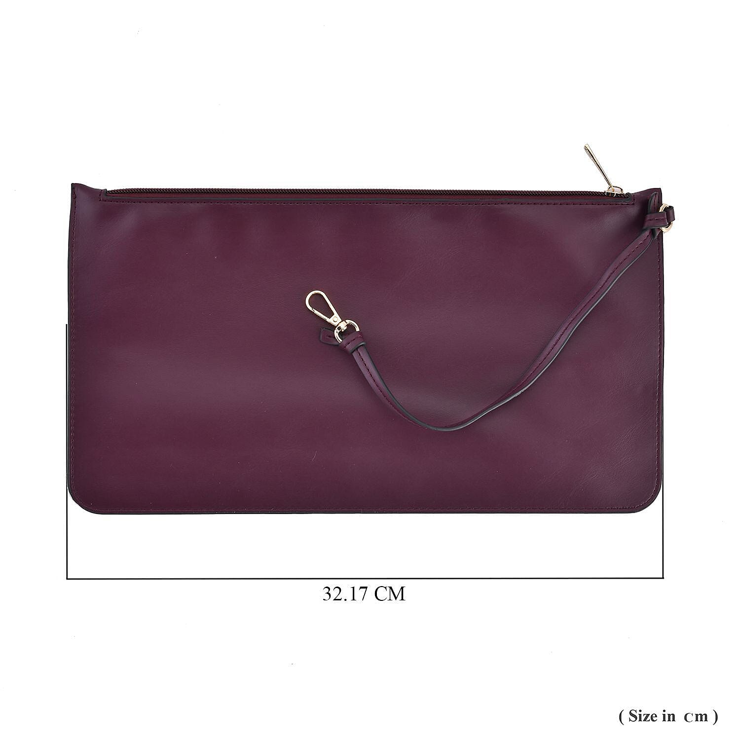 Designer Inspired Embossed Weave Tote Bag and a Detachable Pouch - Burgundy