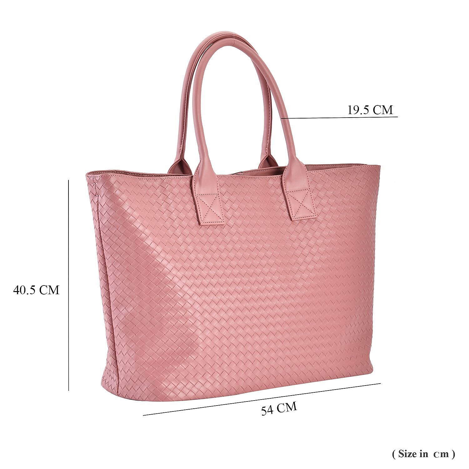Designer Inspired Embossed Weave Tote Bag and a Detachable Pouch - Pink
