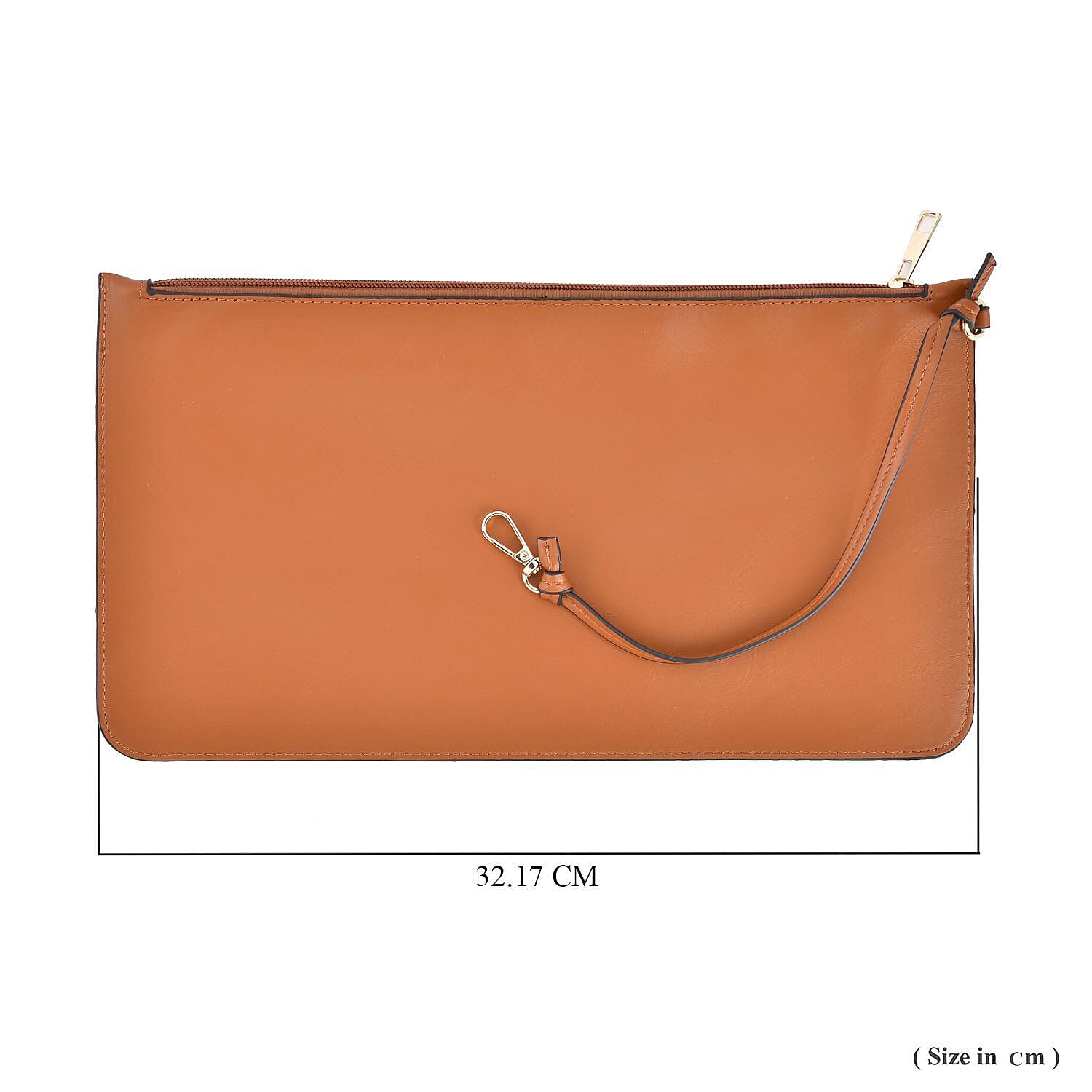 Designer Inspired Embossed Weave Tote Bag and a Detachable Pouch - Tan