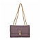 Genuine Leather Sholuder Bag with Chain Strap -Purple