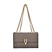 Genuine Leather Sholuder Bag with Chain Strap -Purple
