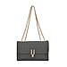 Genuine Leather Sholuder Bag with Chain Strap -Purple