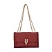 Genuine Leather Sholuder Bag with Chain Strap -Purple