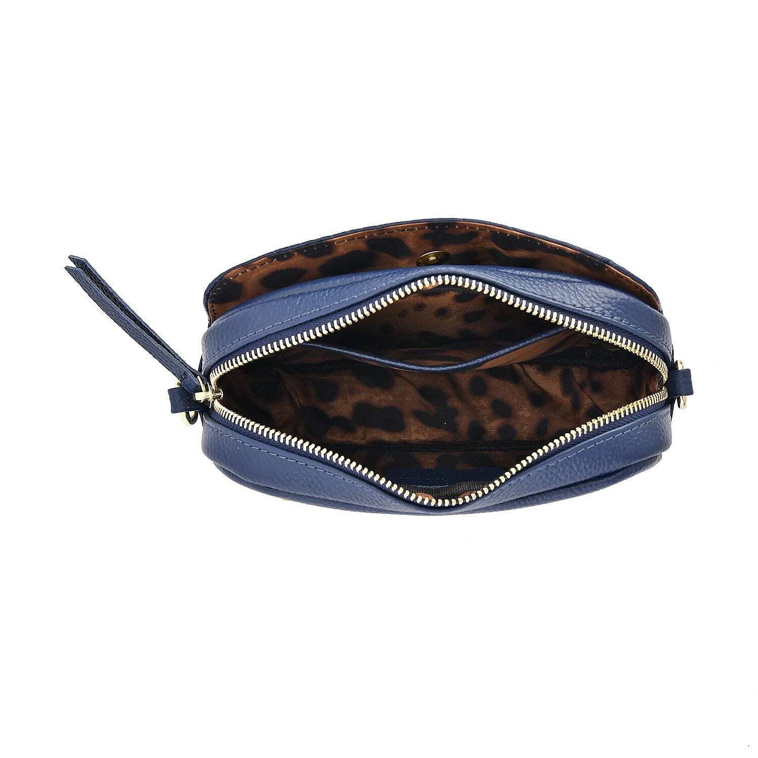 Sencillez Snakeskin Embossed Pattern Genuine Leather Crossbody Bag (Size 20x13x5 Cm) - Navy Blue