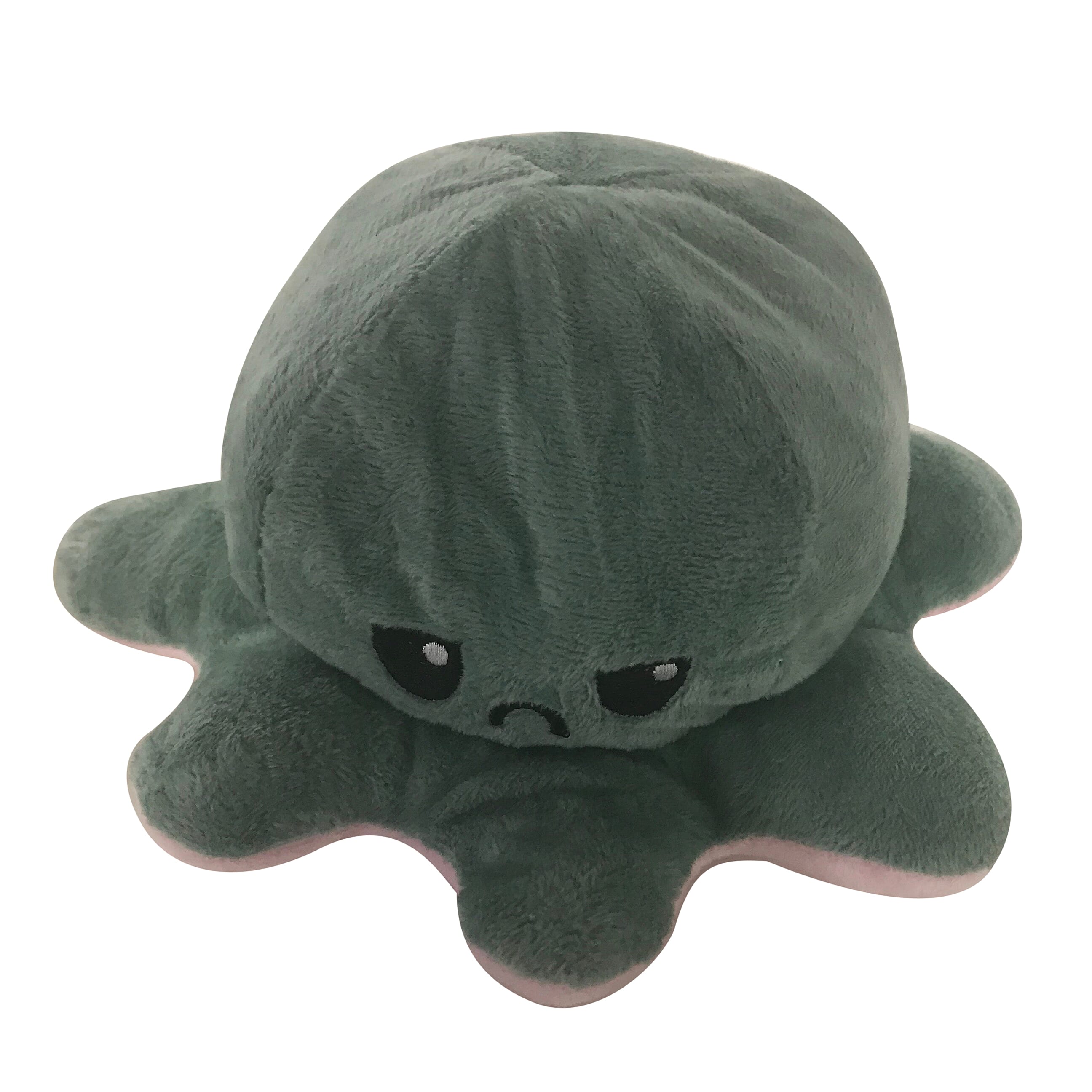 20cm Reversible Happy Sad Octopus Plush Toy Purple, Green and Light Pink