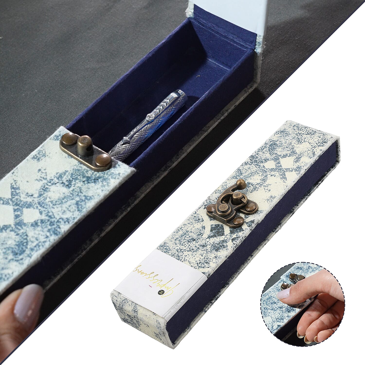 925 Sterling Silver Pen with Moissanite (RD 3MM) - 1 Extra Refill, Silver Wt.12 Gms Approx