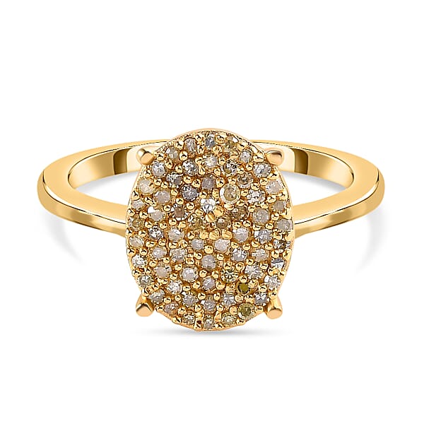 Natural Yellow Diamond Cluster Ring in Vermeil Yellow Gold Sterling ...