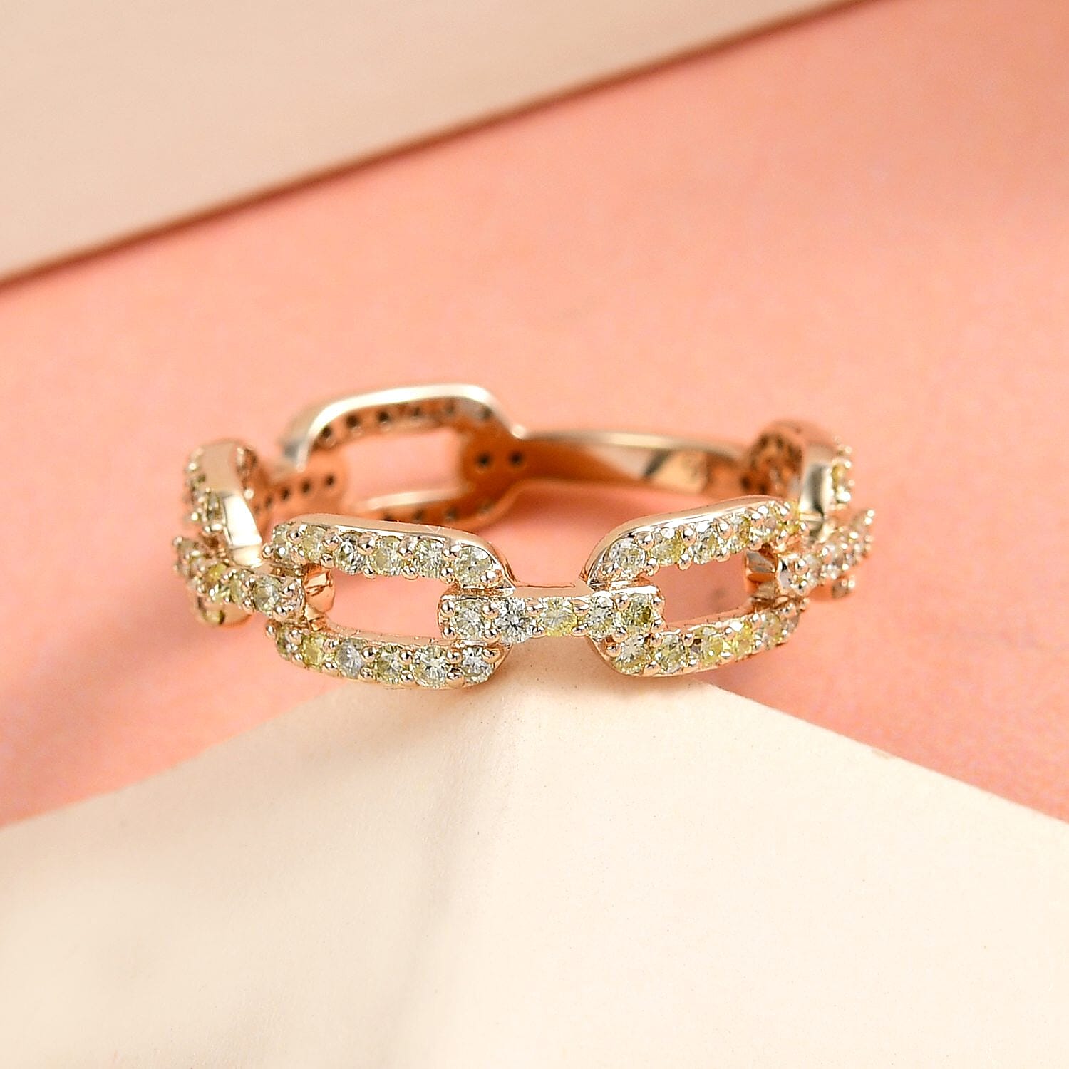 9K Yellow Gold SGL Certified Natural Yellow Diamond (I1-I2) Ring 0.50 Ct.