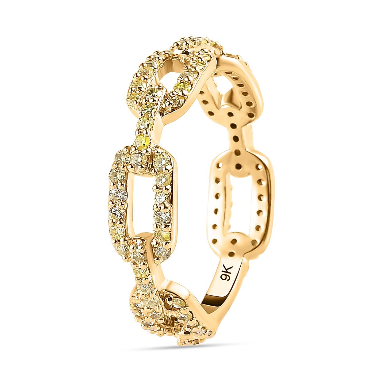 9K Yellow Gold SGL Certified Natural Yellow Diamond (I1-I2) Ring 0.50 Ct.