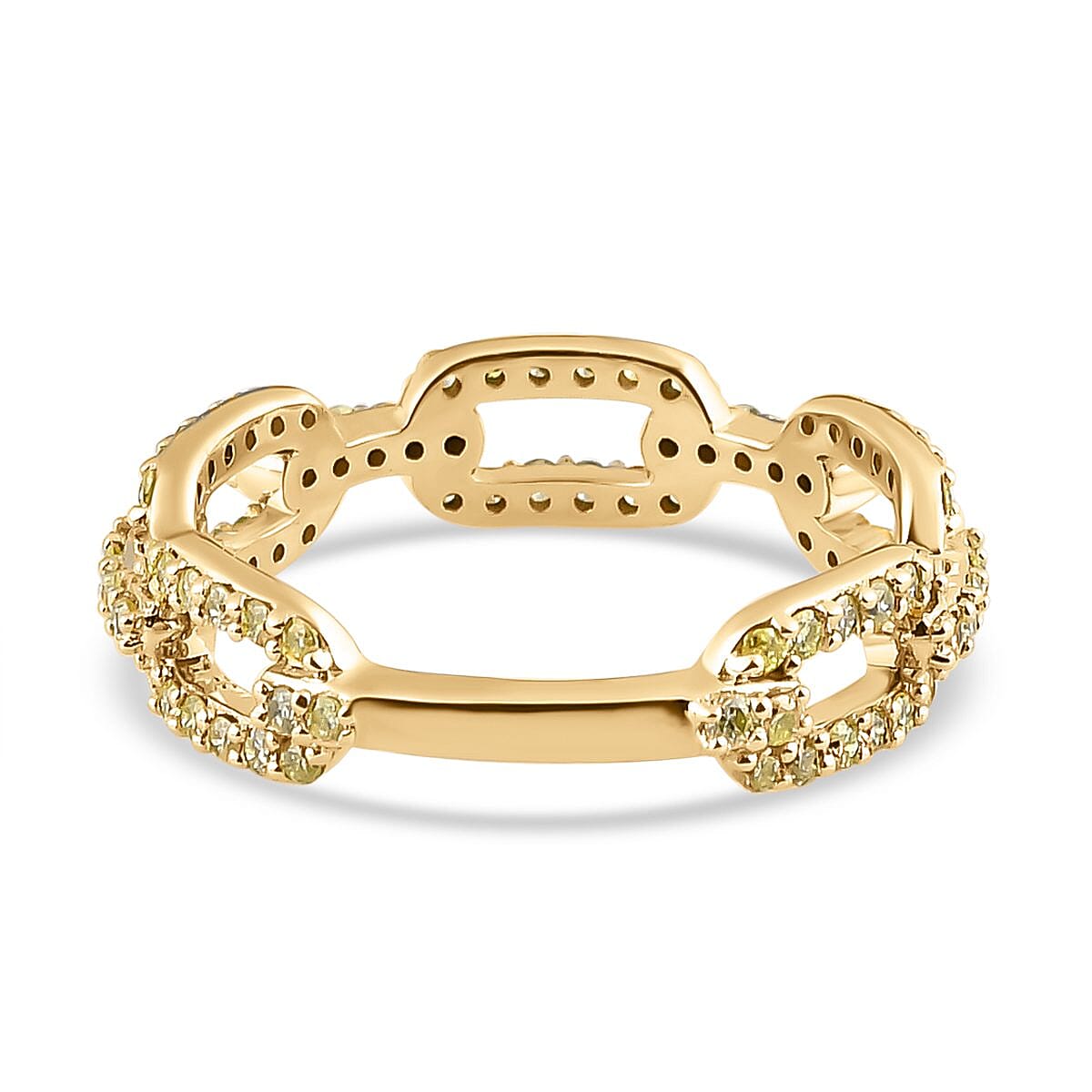 9K Yellow Gold SGL Certified Natural Yellow Diamond (I1-I2) Ring 0.50 Ct.