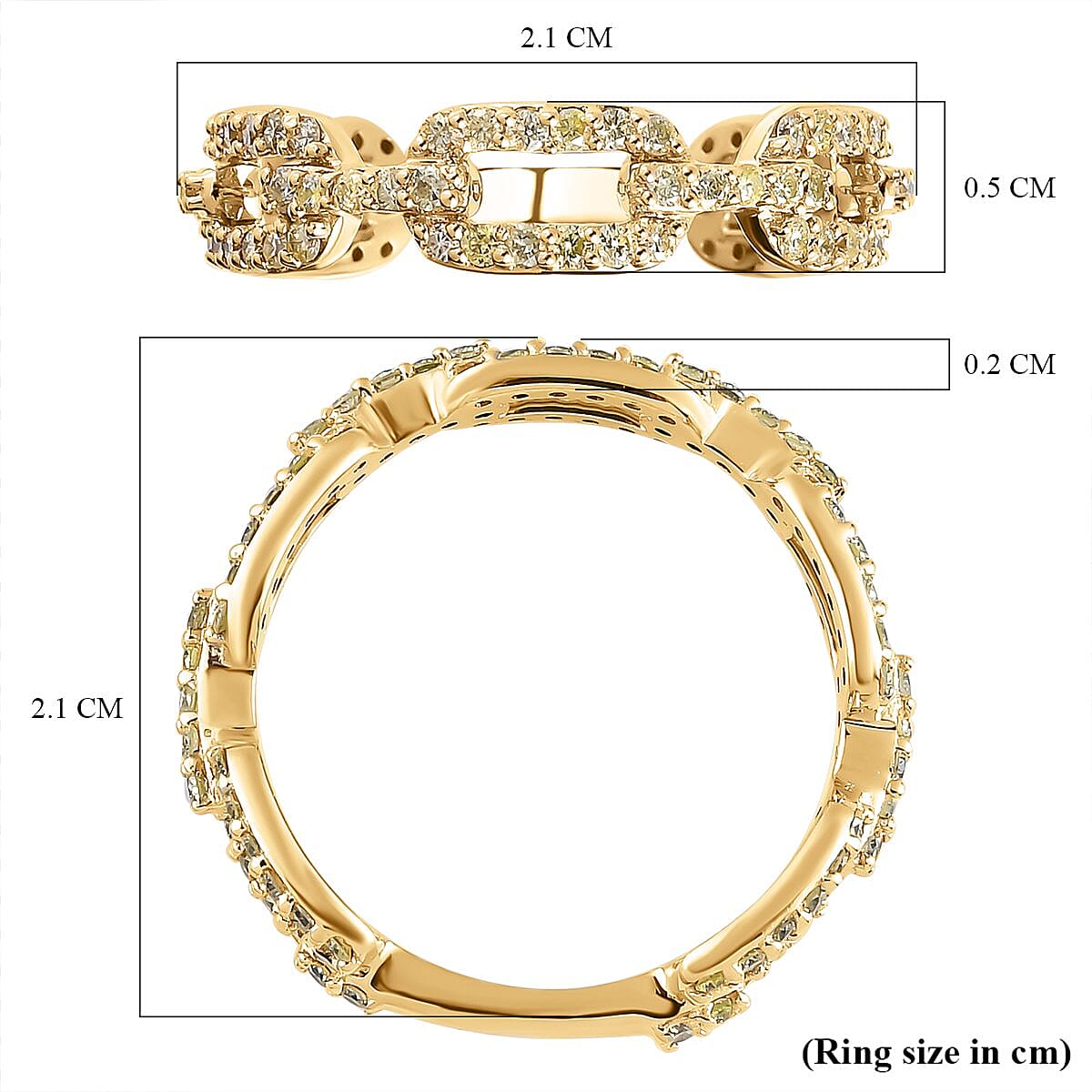 9K Yellow Gold SGL Certified Natural Yellow Diamond (I1-I2) Ring 0.50 Ct.