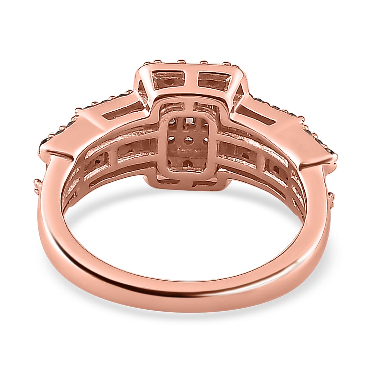 Natural Champagne Diamond Ring in 18K Vermeil Rose Gold Plated Sterling Silver 1.00 Ct.