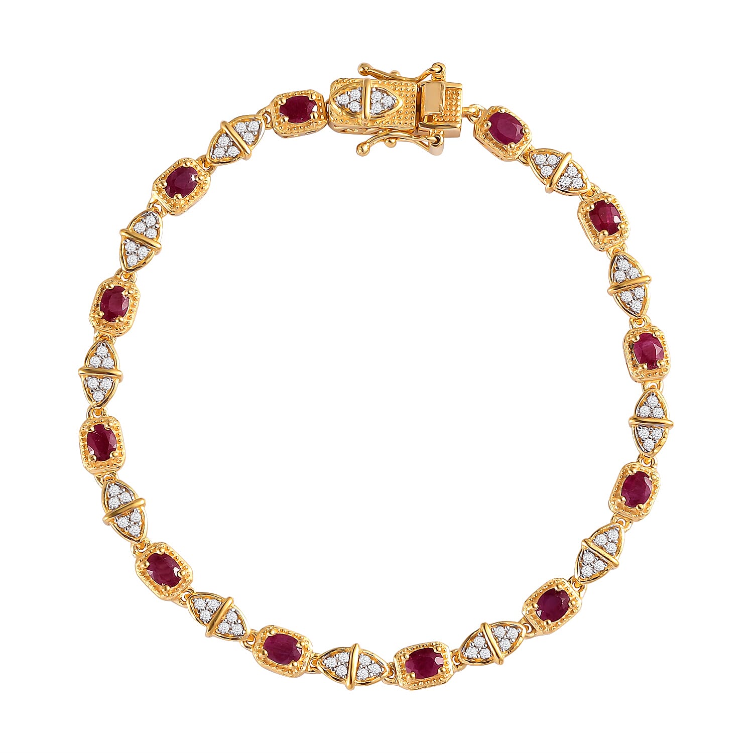 Sterling popular Silver Gold Vermile Ruby Bracelet