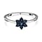 Blue Diamond Floral Ring in Sterling Silver