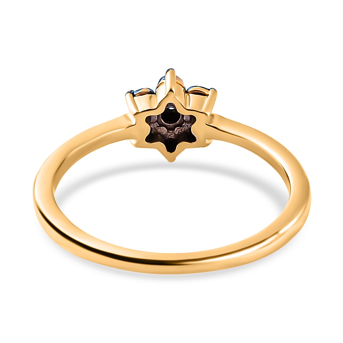 Blue Diamond Floral Ring in Sterling Silver