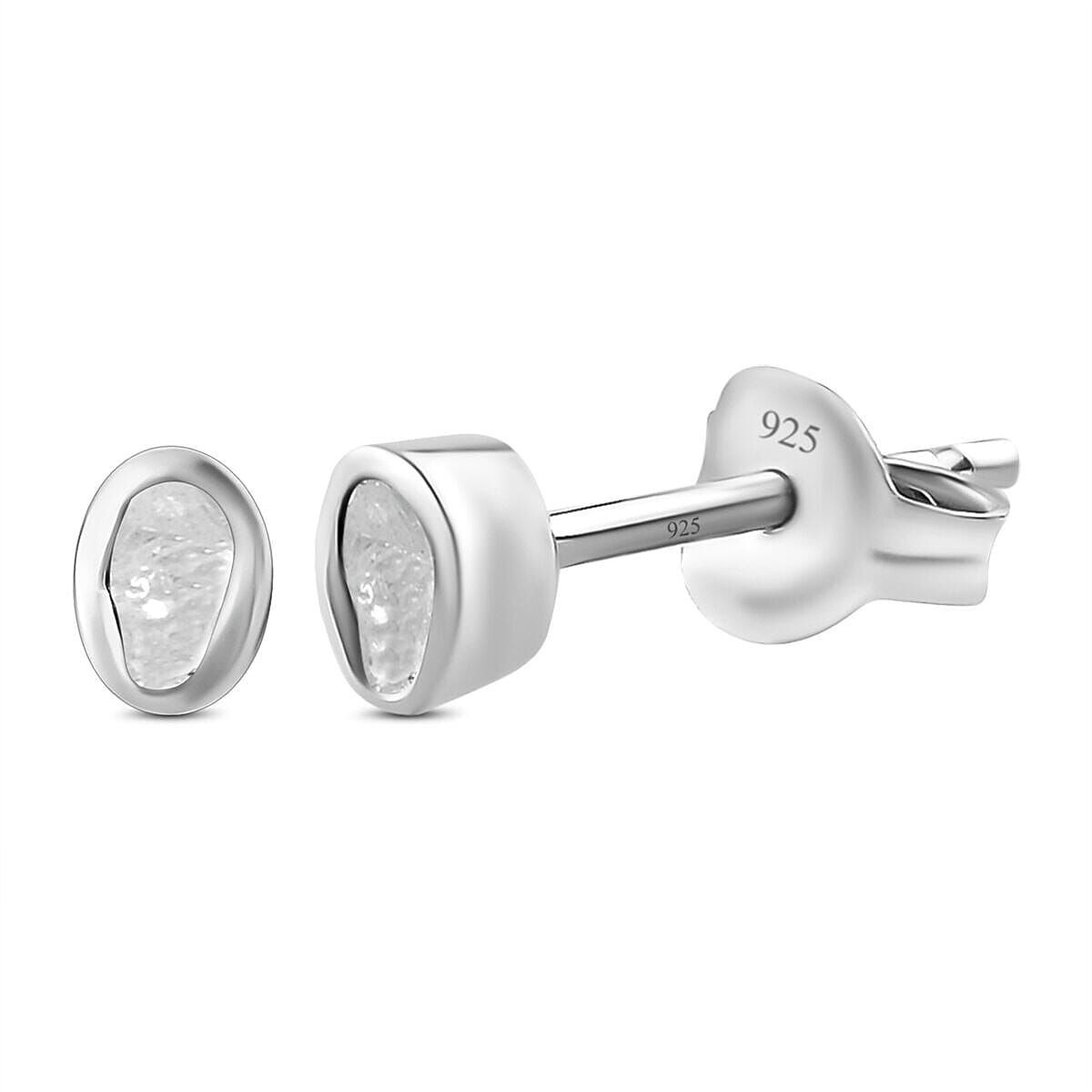 Polki Diamond Earrings (with Push Back) in Sterling Silver