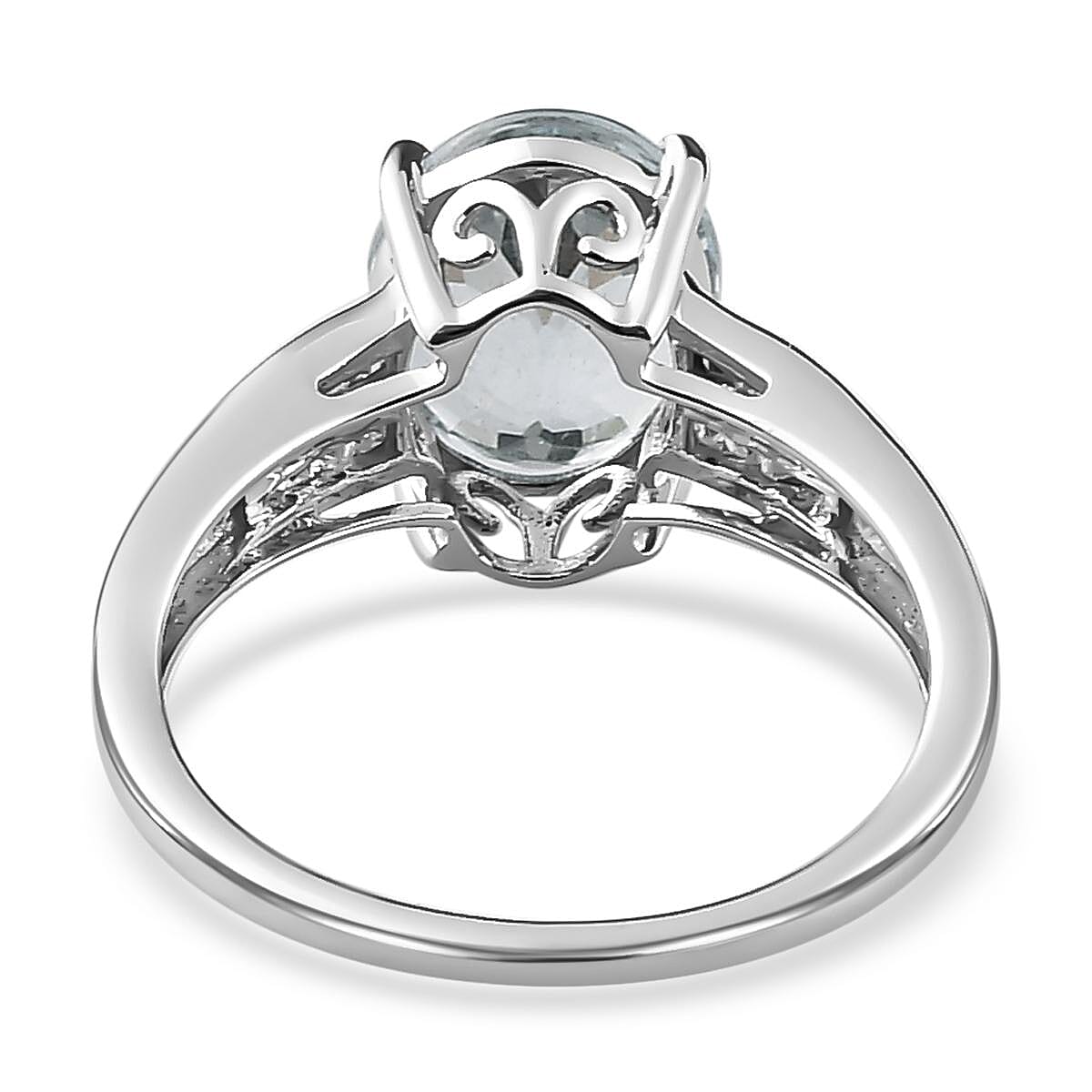 9K White Gold Santa Teresa Aquamarine and Diamond Ring 2.29 Ct.