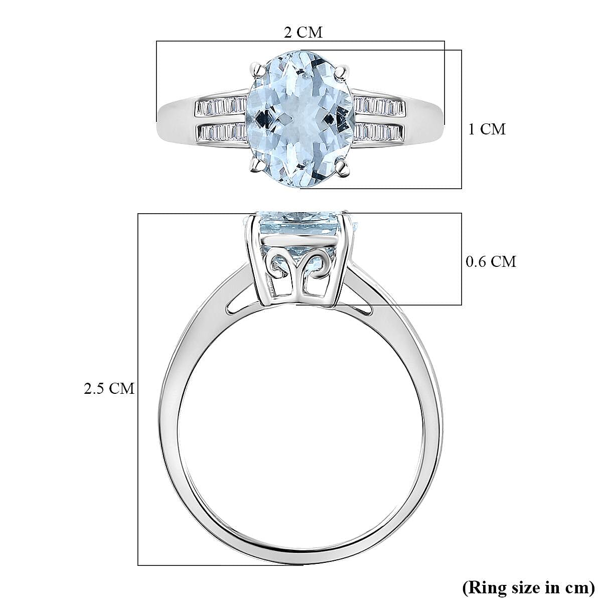 9K White Gold Santa Teresa Aquamarine and Diamond Ring 2.29 Ct.