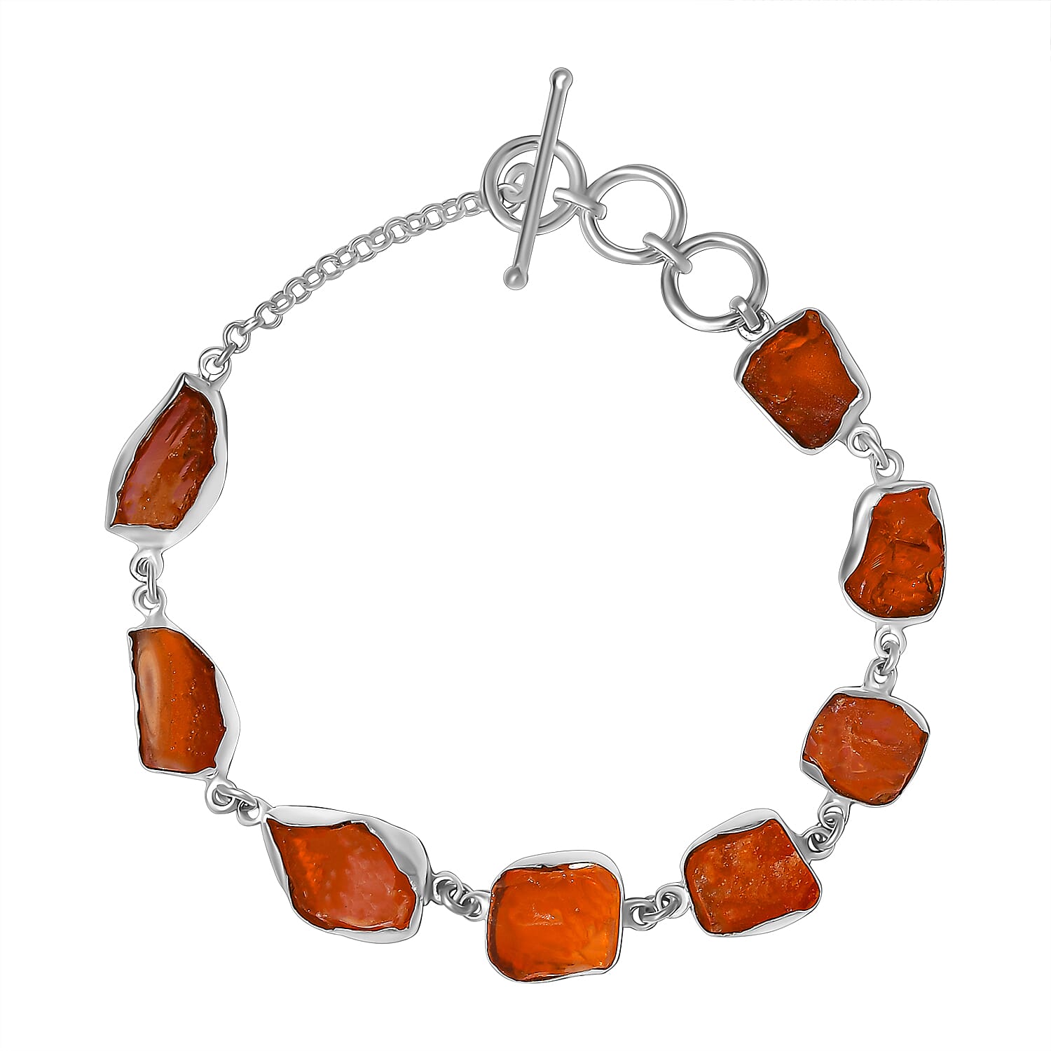Free Form Fire Opal Bracelet (Size - 7.5) in Sterling Silver 21.500 Ct, Silver Wt. 8.01 Gms