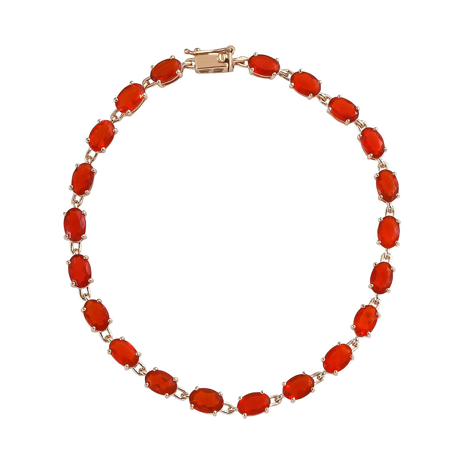 9K Yellow Gold Salamanca Fire Opal Bracelet (Size 7.5) 6.40 Ct