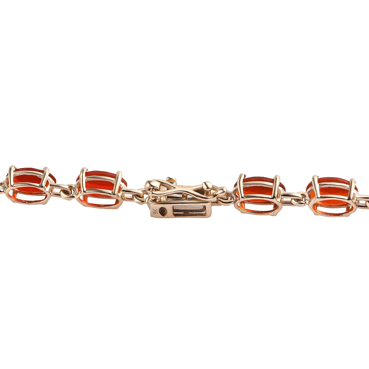 9K Yellow Gold Salamanca Fire Opal Bracelet (Size 7.5) 6.40 Ct