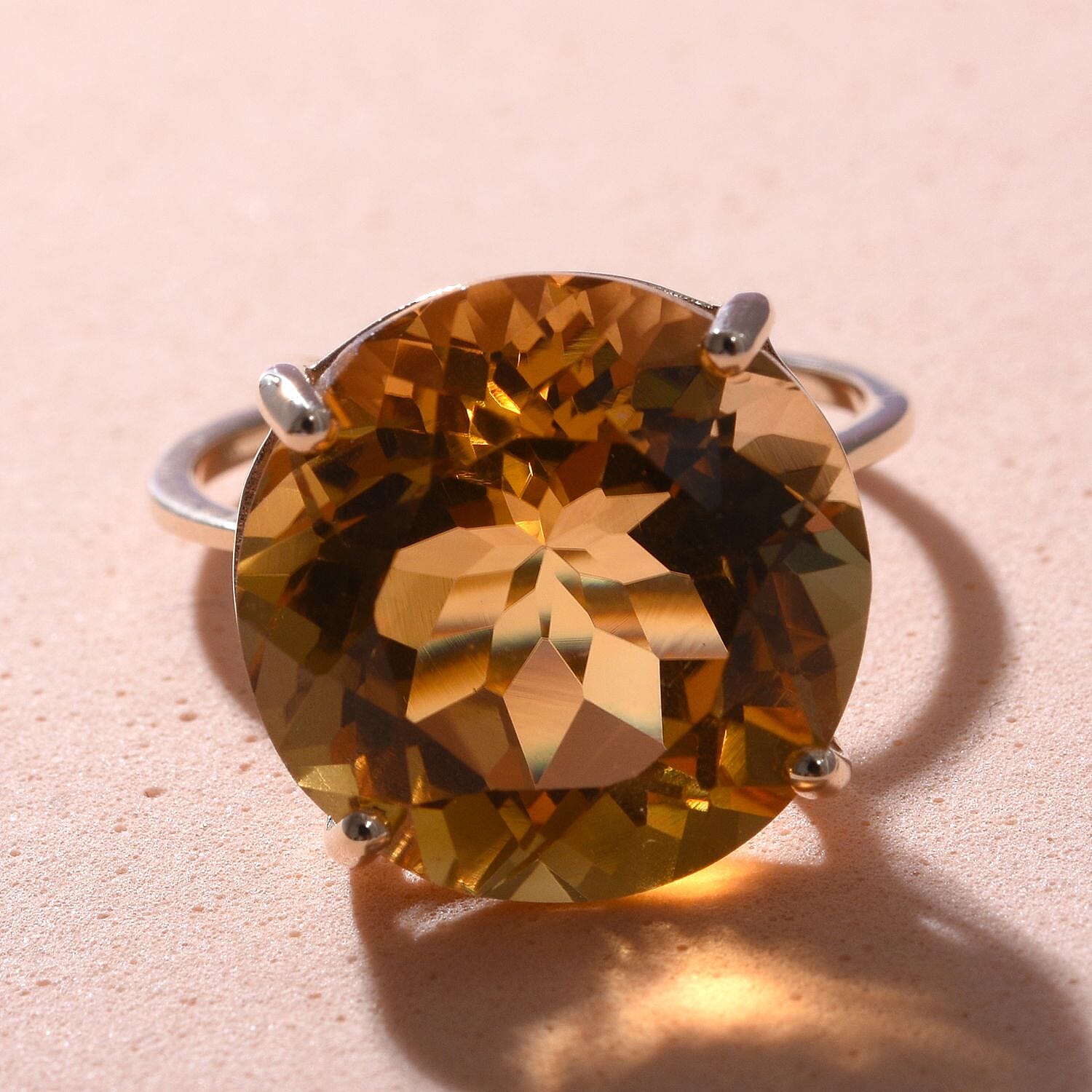 9K Yellow Gold AAA Citrine Solitaire Ring 10.00 Ct.