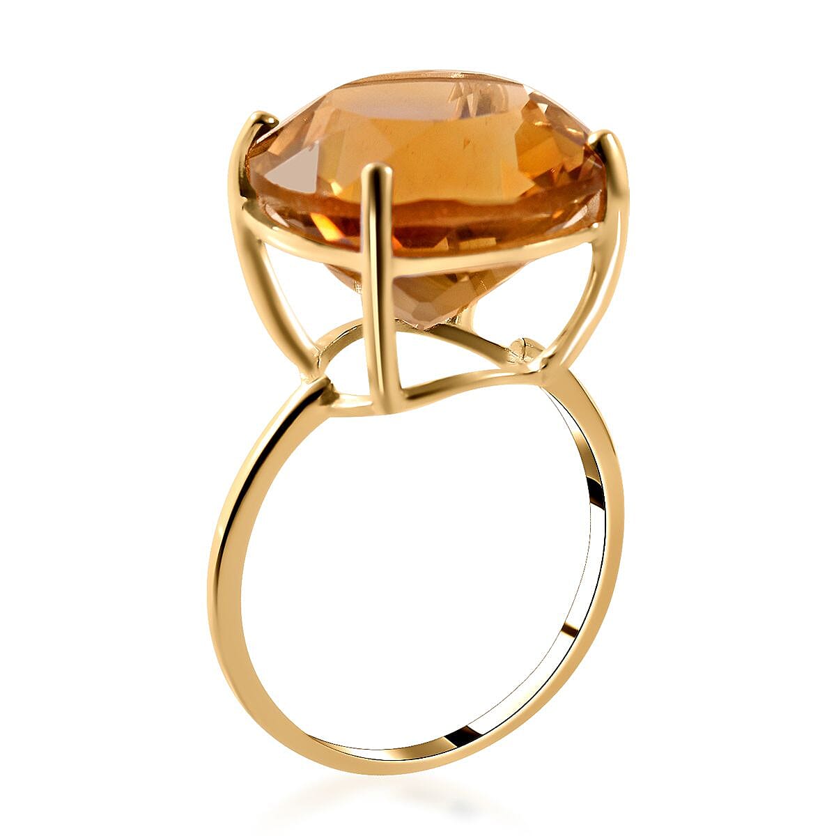 9K Yellow Gold AAA Citrine Solitaire Ring 10.00 Ct.