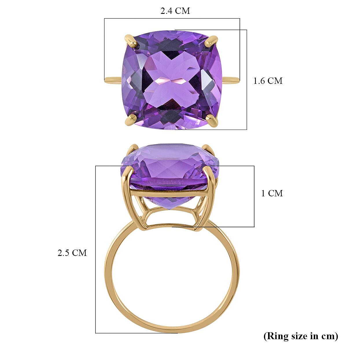 9K Yellow Gold Amethyst Ring 10.00 Ct.