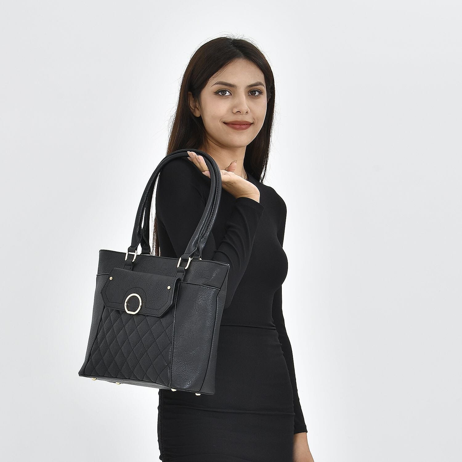 Crossbody Bag with Hand Drop - Grey