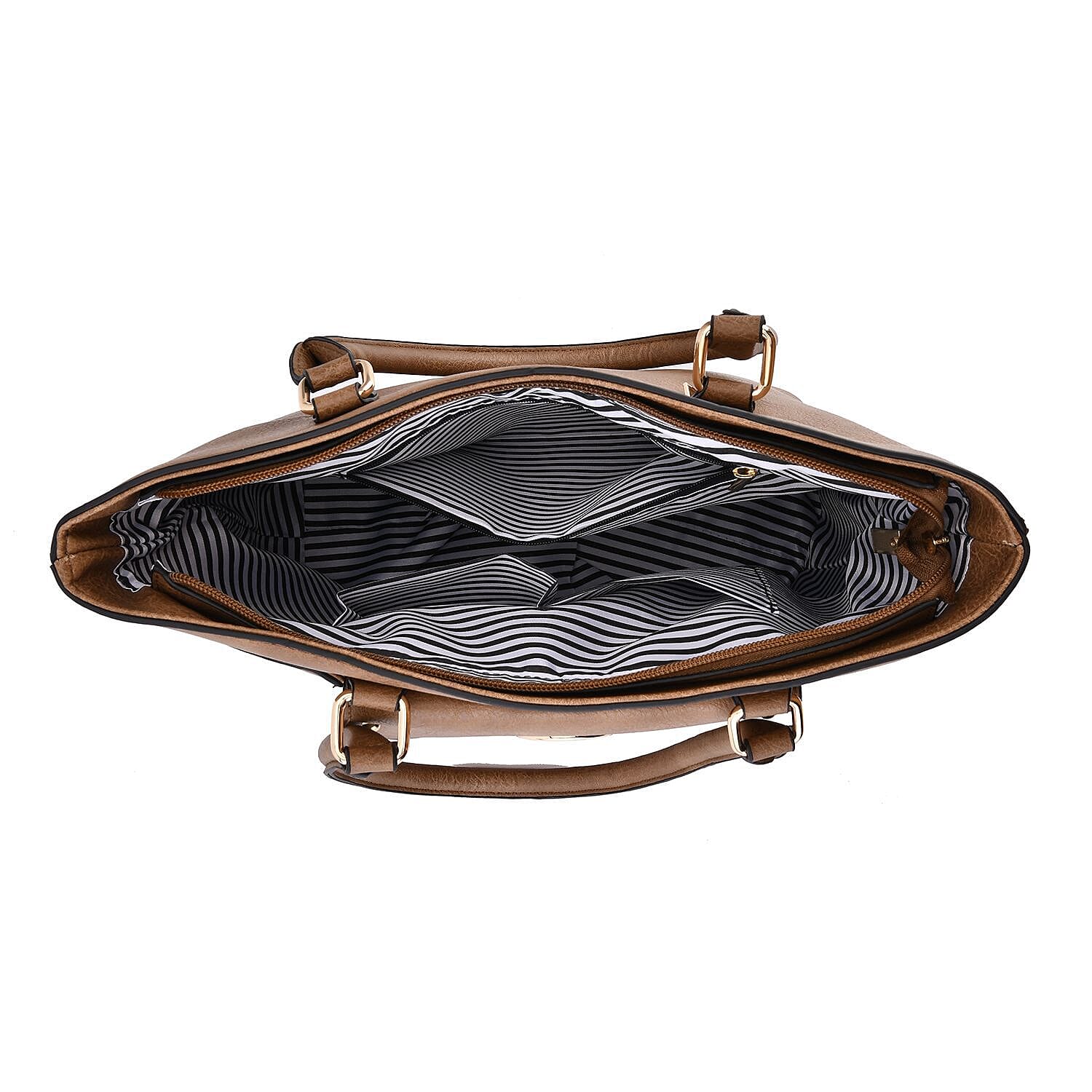 Elegant Tote Bag with Handle Drop - Brown