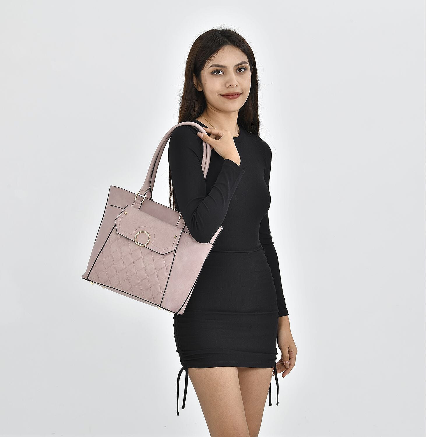 Elegant Tote Bag with Handle Drop - Pink