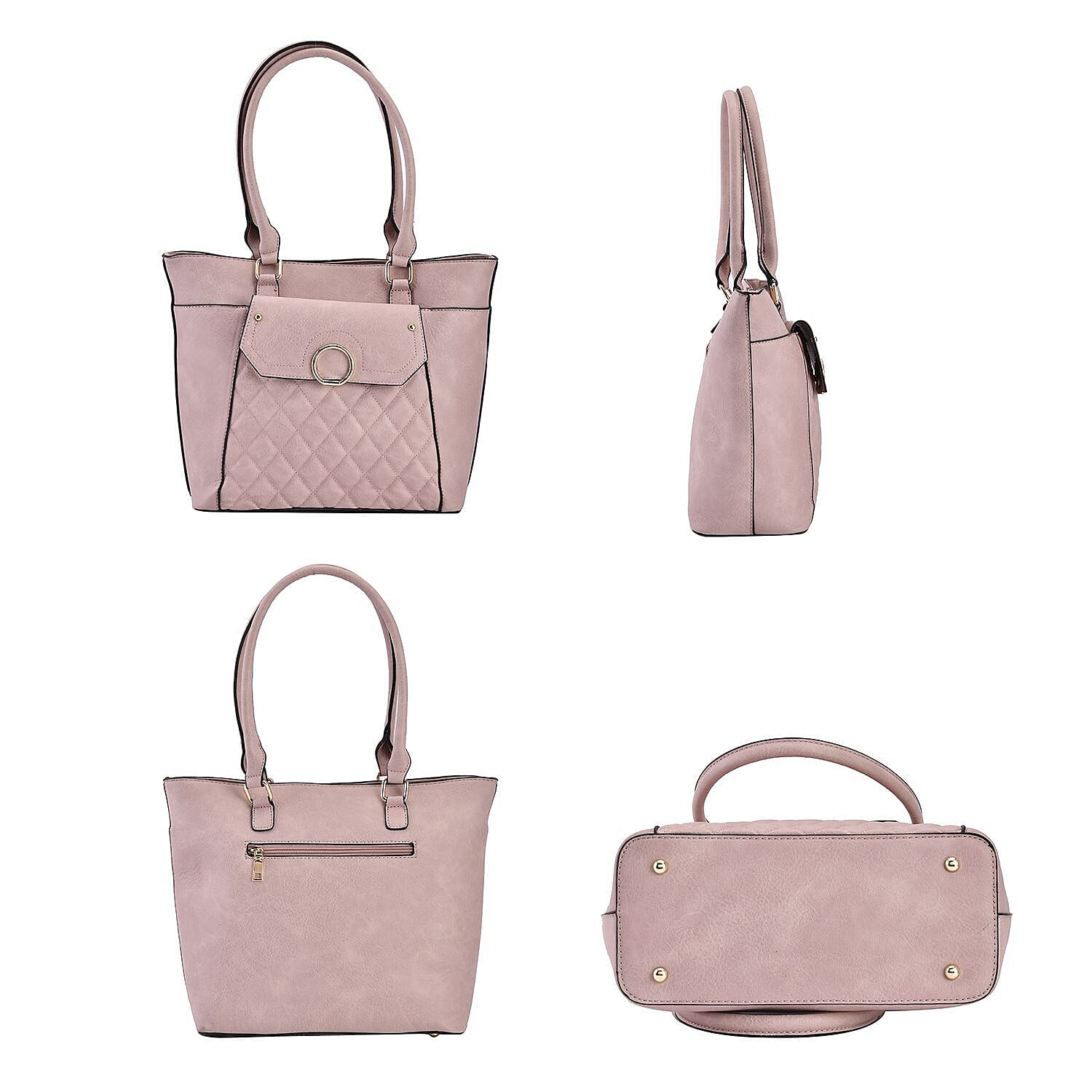 Elegant Tote Bag with Handle Drop - Pink