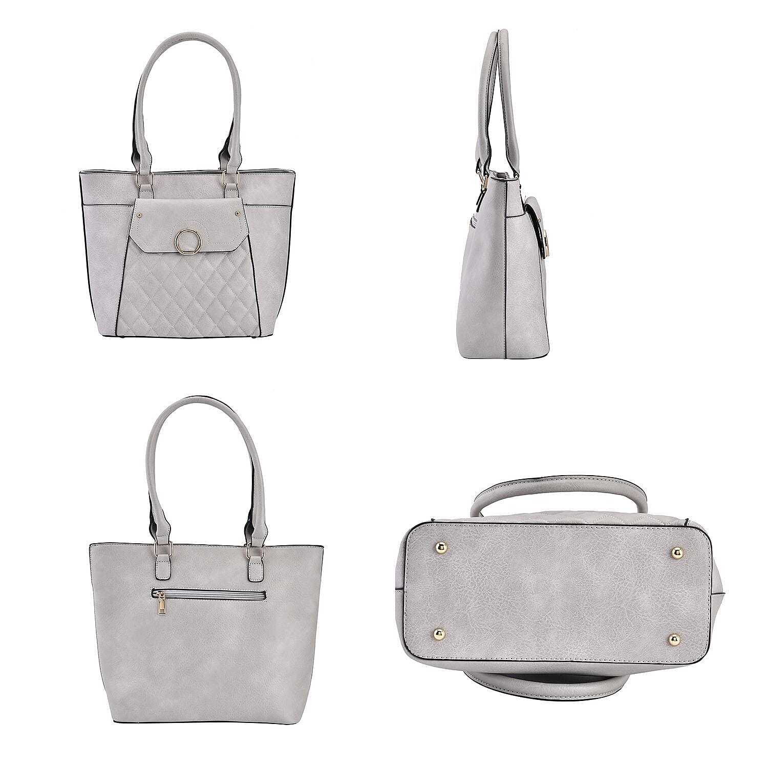 Elegant Tote Bag with Handle Drop - Light Grey