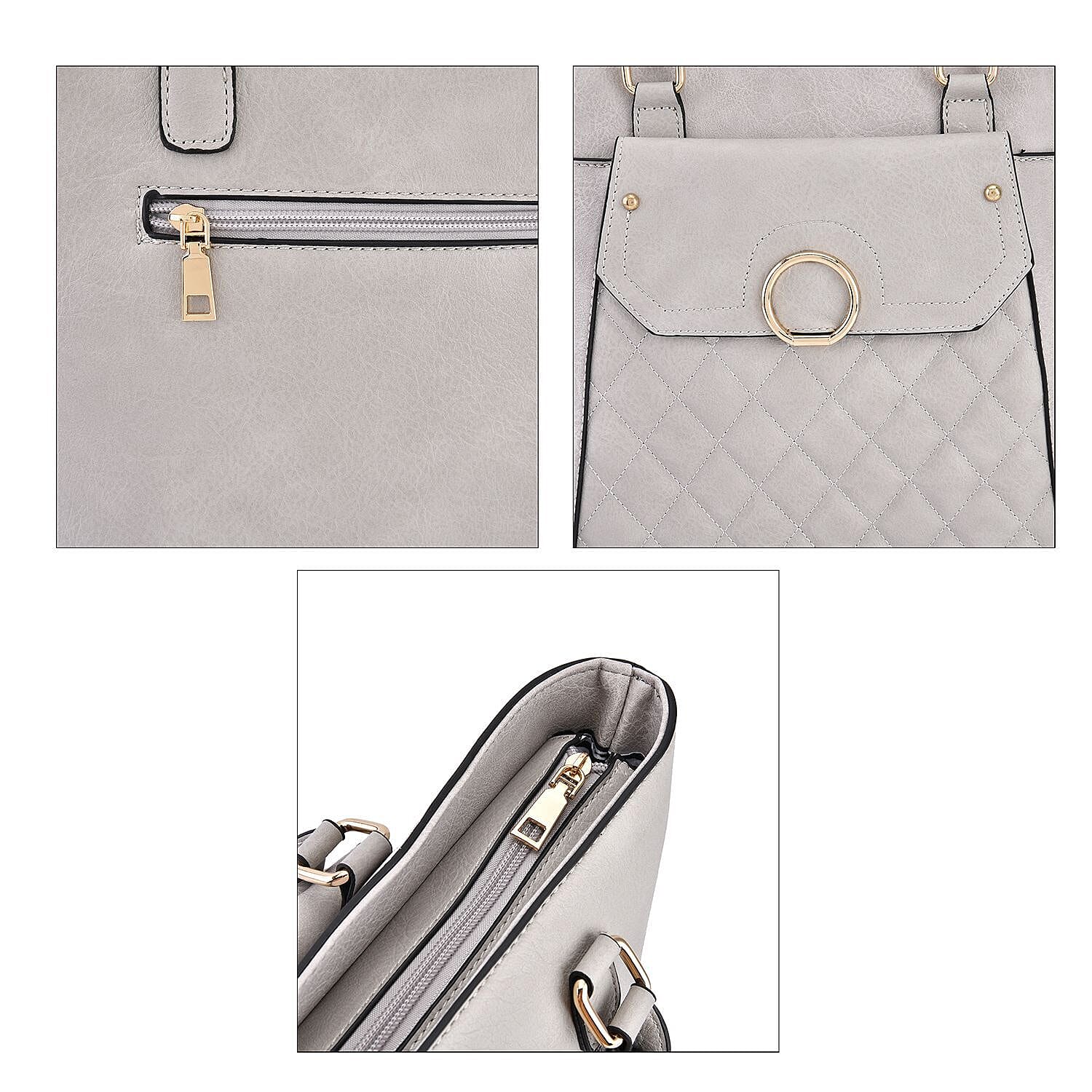 Elegant Tote Bag with Handle Drop - Light Grey