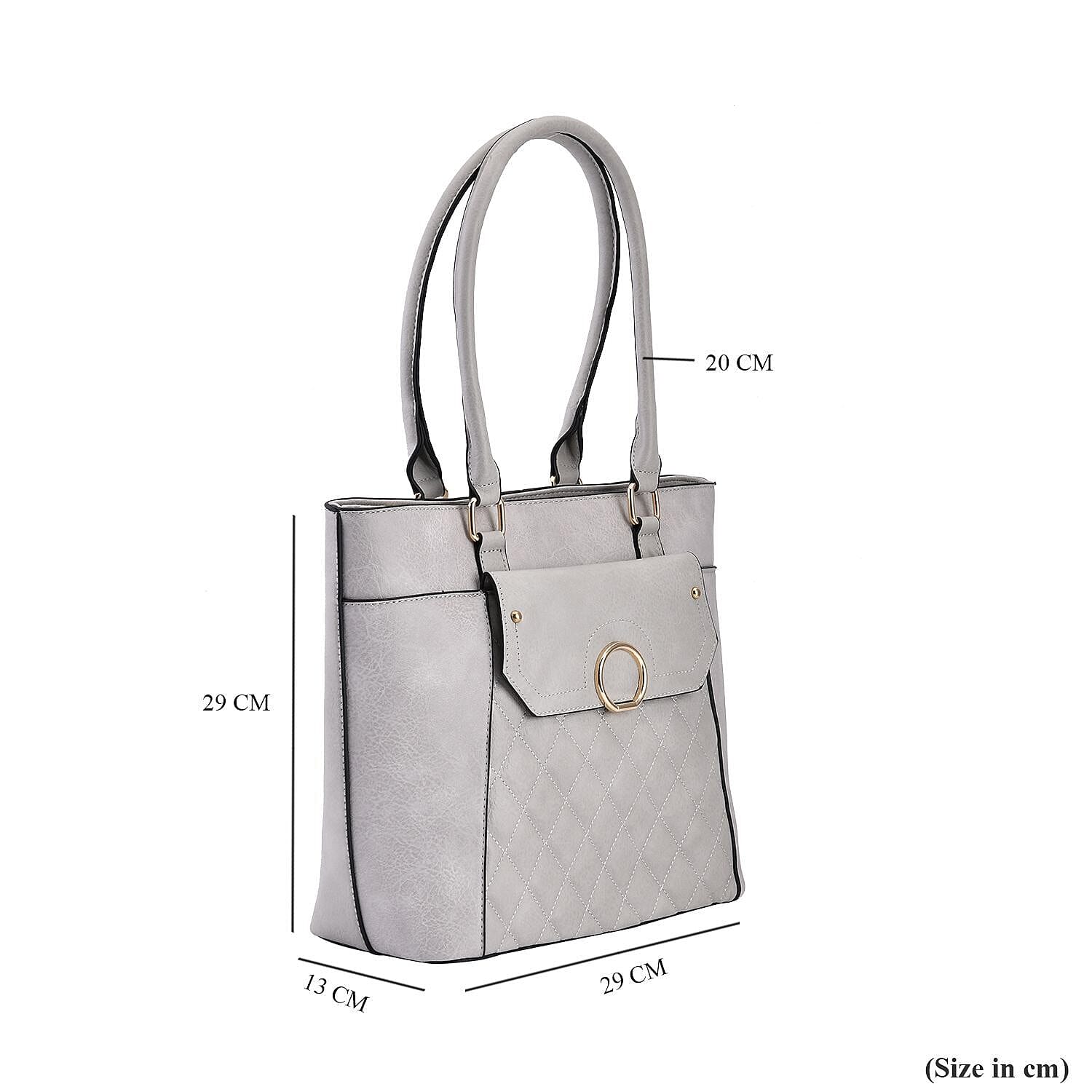 Elegant Tote Bag with Handle Drop - Light Grey