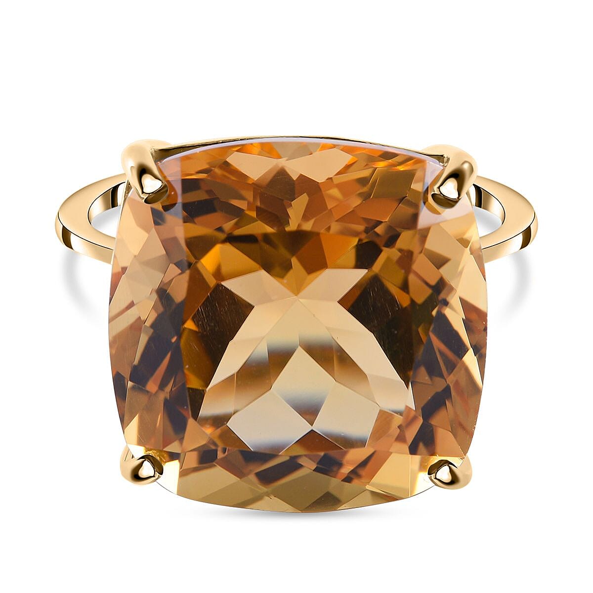 9K Yellow Gold AAA Citrine Solitaire Ring 10.00 Ct.