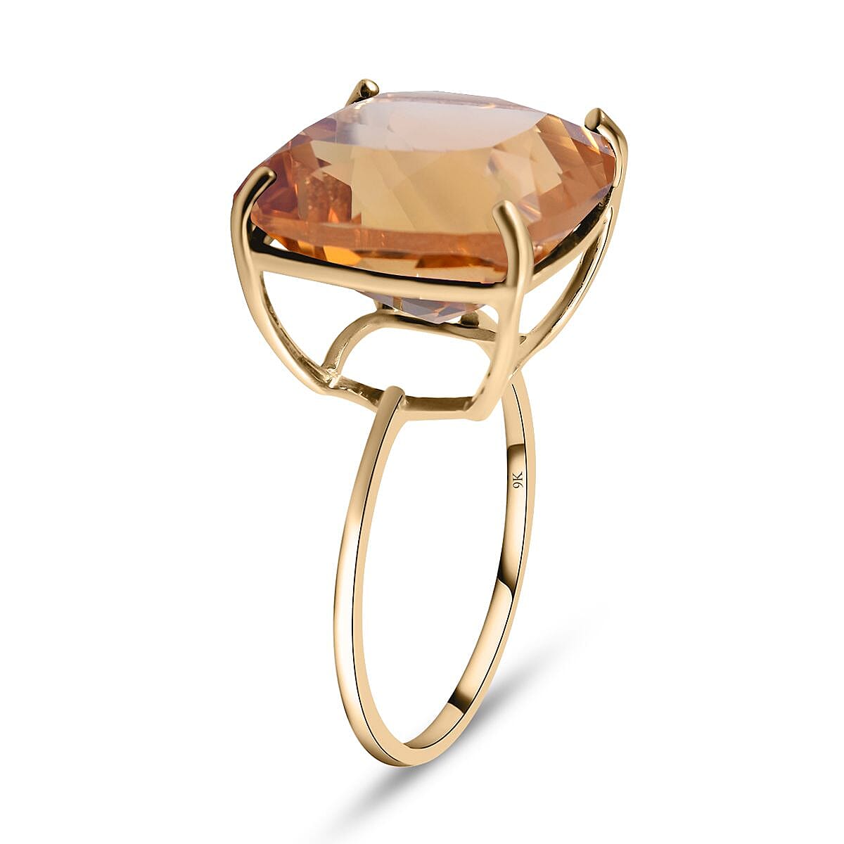 9K Yellow Gold AAA Citrine Solitaire Ring 10.00 Ct.